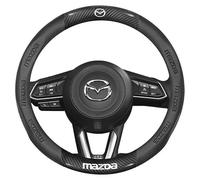 QYPLKJHG Coprivolante Auto per Mazda 3/Axela Hatchback 2018-2025, Copri Volante Antiscivolo Traspirante Coprivolante in Pelle Microfibra Protezione Custodia Volante Auto Accessori,Type O-Black