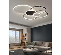 QYSMGS Plafoniera LED Moderna lampada da soffitto per soggiorno ad anello con telecomando Dimmerabile Camera da letto Illuminazione a soffitto Lampade da sala per sala da pranzo Ufficio (Nero, 100cm)