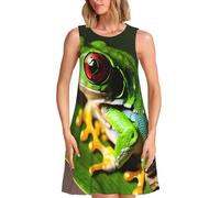 QYUHBNS Abito senza maniche da donna con stampa ranocchia, per spiaggia e uso quotidiano, disponibile dalla S alla 3XL, Nero , 3XL