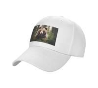 QYUHBNS Cappello unisex con stampa di orso, leggero, per sport all'aria aperta, per allenamenti e uso estivo casual, bianco, Taglia unica