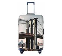 QYUHBNS Copertura elastica per valigia con stampa del ponte di Brooklyn, lavabile, leggera, alla moda (S-XL), Nero , S