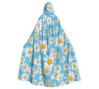 QYUHBNS Mantello unisex con cappuccio e margherita bianca su sfondo celeste, per carnevale, feste, cosplay