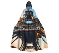 QYUHBNS Mantello unisex con cappuccio e stampa della Torre Eiffel di Parigi, per carnevale, feste, cosplay