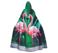QYUHBNS Mantello unisex con cappuccio e stampa di due fenicotteri, per carnevale, feste, cosplay