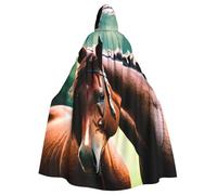 QYUHBNS Mantello unisex con cappuccio, stampa di due cavalli, per carnevale, feste, cosplay