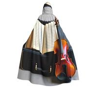 QYUHBNS Mantello unisex con cappuccio, stampa di violino e libro, per carnevale, feste, cosplay