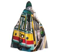 QYUHBNS Mantello unisex con cappuccio, stampa tram Lisbona, per carnevale, feste, cosplay