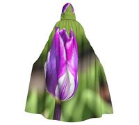 QYUHBNS Mantello unisex con cappuccio, stampa tulipano viola, per carnevale, feste, cosplay