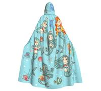 QYUHBNS Mantello unisex con cappuccio, stampa vita marina, per carnevale, feste, cosplay