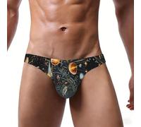 QYUHBNS Slip bikini da uomo con stampa fisica elasticizzata, elegante e confortevole con ampia cintura, Nero , 3XL