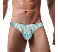 QYUHBNS Slip bikini da uomo elasticizzato con stampa a stella marina, elegante e confortevole con ampia cintura, Nero , L