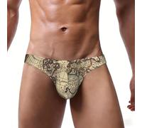QYUHBNS Slip da uomo elasticizzato con mappa antica del mondo, stampa mappamondo, elegante e confortevole con ampia cintura, Nero , 3XL