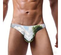 QYUHBNS Slip da uomo elasticizzato con stampa di canne del fiume, elegante e confortevole con ampia cintura, Nero , XL