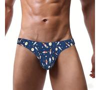 QYUHBNS Slip da uomo elasticizzato con stampa razzo nello spazio, elegante e confortevole con ampia cintura, Nero , L