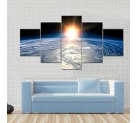 QYYAMDEQ Set Quadri Da Parete Con Cornice 5 Pezzi Sole splendente sul pianeta terra Stampa Su Tela 5 Pannelli Con Cornice Pittura Quadri Grandi Dimensioni 200x100 Home Decor
