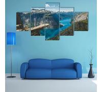 QYYAMDEQ Set Quadri Da Parete Con Cornice 5 Pezzi Trolltunga Rock Formation Norvegia Stampa Su Tela 5 Pannelli Con Cornice Pittura Quadri Grandi Dimensioni 200x100 Home Decor
