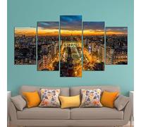 QYYAMDEQ Stampe Da Parete Moderne 5 Pannelli Canvas Quadri Buenos Aires Skyline di notte Argentina Quadri Moderni Soggiorno Grandi Poster 5 Pannelli Per Arredare Casa Regalo