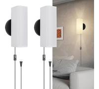 QYYZTHX 2 Applique da Parete a LED con Spina e Interruttore, Lampada da Parete Vintage Lampada da Comodino Nera per Interni con Cavo G9 Lampada da Lettura a Parete Industriale retrò Paralume in