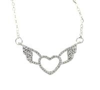 QYYZTHX Accessori per Ragazze Ala in Argento Sterling Brillante con zirconi - Collana con Ciondolo con Ali Delicate, collane con Angeli per Donne Regali di San Compleanno