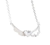 QYYZTHX Accessori per Ragazze Ala in Argento Sterling Brillante con zirconi - Collana con Ciondolo con Ali Delicate, collane con Angeli per Donne Regali di San Compleanno