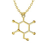 QYYZTHX Accessori per Ragazze Argento Sterling 925 per Donne e Uomini, 3D Serotonina Adrenalina Caffeina Dopamina Molecola Scienza Biologia Chimica Collana con Ciondolo Fascino Chimica Regalo di