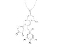 QYYZTHX Accessori per Ragazze Argento Sterling 925 per Donne e Uomini, 3D Serotonina Adrenalina Caffeina Dopamina Molecola Scienza Biologia Chimica Collana con Ciondolo Fascino Chimica Regalo di