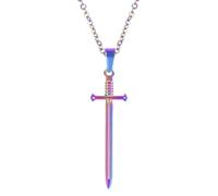 QYYZTHX Accessori per Ragazze Collare Gotico da Uomo in Argento Sterling, Ciondolo Vintage Katana - Pugnale da Donna con zirconi lucenti, Collana con Spada magistrale per Halloween Natale