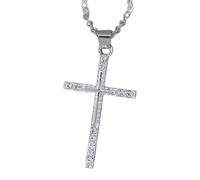 QYYZTHX Accessori per Ragazze da Donna, Gioielli cristiani con crocifisso in abbagliante in Argento Sterling 925, Collana con Croce con Il Compleanno di Gesù