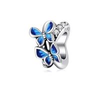 QYYZTHX Blue Butterfly Charm Bead Genuine 925 Sterling Silver Compatible with Bracelet
