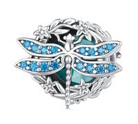 QYYZTHX Blue Dragonfly Charm Bead Genuine 925 Sterling Silver Compatible with Bracelet