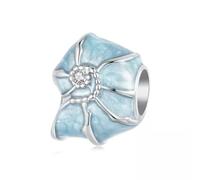 QYYZTHX Blue Sea Shell Charm Bead Conch Ocean Genuine 925 Sterling Silver Compatible with Bracelet