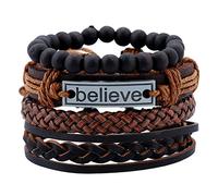 QYYZTHX Braccialetti da Uomo Braccialetti da Uomo Braccialette da Uomo Braccialetti Vintage Multi-Strato Maschio Credo Bracciale Bracciale