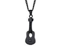 QYYZTHX Collana per Ceneri, Collana con Ciondolo in Acciaio Inossidabile per Chitarra con urna per Donna, Uomo, Collana commemorativa, Catena da 24 Pollici