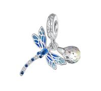 QYYZTHX Dragonfly Dangle Charm Insect Wings Genuine 925 Sterling Silver Compatible with Bracelet