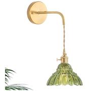 QYYZTHX Lampada da Parete in Dorato con Interruttore E27 Lampada da Parete per Interni Lampada da Camera Vintage Regolabile in Altezza Illuminazione da Parete Fiori Firenze Paralume in Vetro Ottone