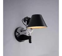 QYYZTHX Lampada da Parete Vintage con Interruttore Lampada da Parete Girevole Lampada da Lettura a Parete con Testa Regolabile Nera Illuminazione da Parete Industriale retrò in Metallo Faretti da