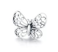 QYYZTHX Large Butterfly Spacer Charm Bead Insect Genuine 925 Sterling Silver Compatible with Bracelet