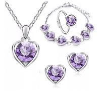 QYYZTHX Set di Gioielli da Sposa per Regalo di Compleanno da Donna, Set da 4 Pezzi con Ametista Chiara