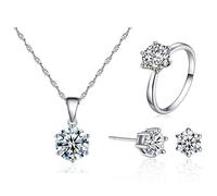 QYYZTHX Set for Women Cubic Zirconia Round Stone Lovers 3pcs Set Bridal Wedding Engagement