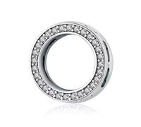QYYZTHX Sparkling Circle Round Clip Charm Genuine 925 Sterling Silver Compatible with Reflexions Bracelet Reflections