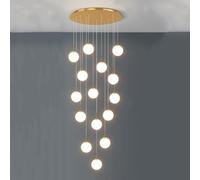 QYYZTQY 15 Sfere lampadari della Scala per soffitti Alti con soffitti in Oro Lungo a Sospensione Lumo glassati in Vetro Blotta di Vetro Cromo Cromo secolo Mid Secolo Moderna Lampada sospesa per Il