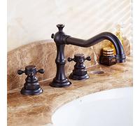 QYYZTQY Basino Nero Europeo Antique Antique Black Black Toilet Hot e Cold Houtbasin Doppio Set a Tre Pezzi Set di Rubinetto Misto Caldo e Freddo, Set di Parole antichi Nere di Parole in Tre Pezzi