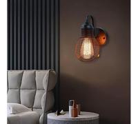 QYYZTQY Black Lights with Pull Chain Lamp Indoor Retro Industrial Wall Iron Mesh Lampshade Not Included for Living Room Bedroom Bedside (1 Pack,Black)