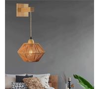 QYYZTQY Boho Rustic Farmhouse Woodenwall Rope Lampada a Parete Intrecciata per la Camera da Letto del corridoio Lampada da Comodino Illuminazione a Comodino con Base E26/