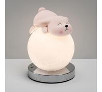 QYYZTQY Carina da Tavolo da Tavolo per Animali con Coniglio Distallo Piccolo Tavolo Rotondo per Bambini Lampada per Bambini Bear Pink Night Moon Globe Lampada da Comodino per Bambini per Bambini