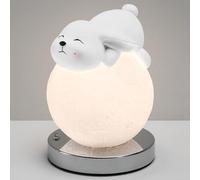 QYYZTQY Carina da Tavolo da Tavolo per Animali con Coniglio Distallo Piccolo Tavolo Rotondo per Bambini Lampada per Bambini Bear Pink Night Moon Globe Lampada da Comodino per Bambini per Bambini