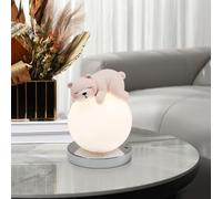 QYYZTQY Carina da Tavolo da Tavolo per Animali con Coniglio Distallo Piccolo Tavolo Rotondo per Bambini Lampada per Bambini Bear Pink Night Moon Globe Lampada da Comodino per Bambini per Bambini