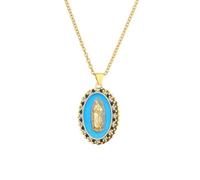 QYYZTQY Ciondolo Vergine Maria con zirconi della Signora di Guadalupe, Goccia d'olio, Colorata Madre Maria, per Donne, Uomini, Ragazze, Gioielli di Protezione