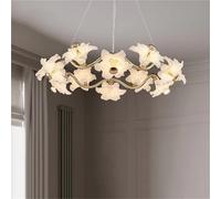 QYYZTQY Circolo Moderno/Oro Lungo per la Camera da Pranzo in Camera da Pranzo Leggera lampadario a LED in Vetro Floreale di Lusso