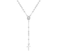 QYYZTQY Collana con Rosario Religioso in Argento Sterling 925 per Donne e Uomini - Rosari cattolici scapolari Lunghi Perline Hombre Collane con Ciondolo Cristiano